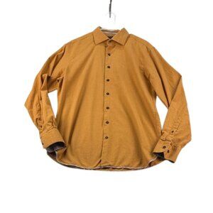 Hammer Made Orange Button Down Shirt Plaid Trim 100% Cotton